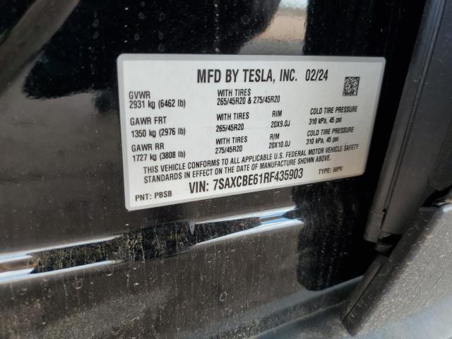 7SAXCBE61RF435903 - 2024 TESLA MODEL X أسود صورة 13