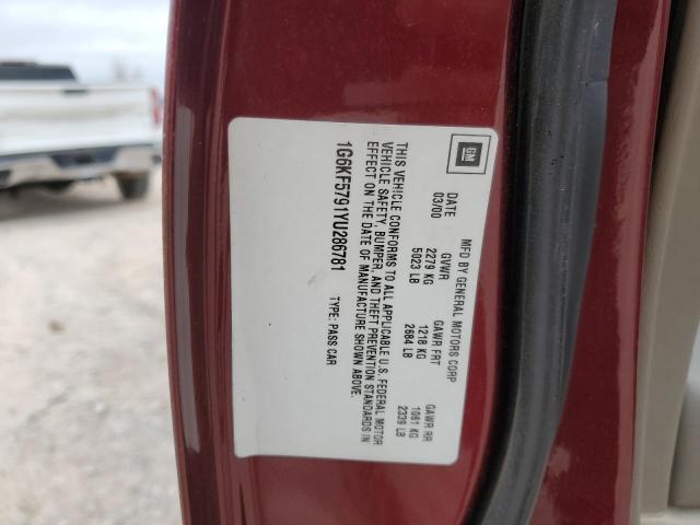 1G6KF5791YU286781 - 2000 CADILLAC DEVILLE DTS MAROON photo 12