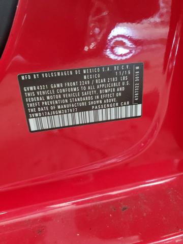 3VWD17AJ8GM287977 - 2016 VOLKSWAGEN JETTA SPORT 红色 照片 13