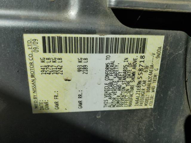 1N4AL21E89N558718 - 2009 NISSAN ALTIMA 2.5 GRAY photo 12