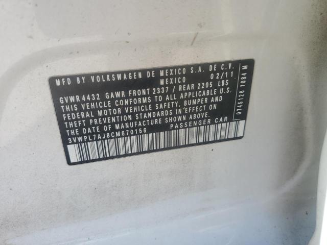 3VWPL7AJ8CM670156 - 2012 VOLKSWAGEN JETTA TDI WHITE photo 12