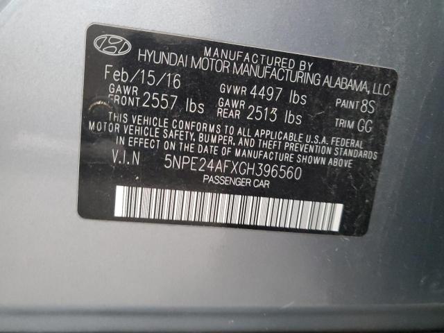 5NPE24AFXGH396560 - 2016 HYUNDAI SONATA SE SILVER photo 12