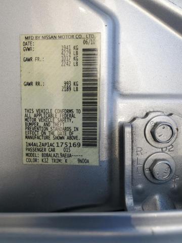 1N4AL2AP1AC175169 - 2010 NISSAN ALTIMA BASE فضي صورة 12