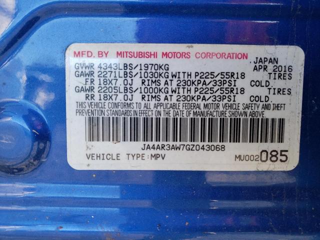 JA4AR3AW7GZ043068 - 2016 MITSUBISHI OUTLANDER ES BLUE photo 13