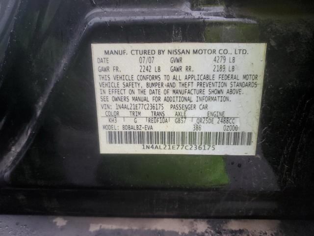 1N4AL21E77C236175 - 2007 NISSAN ALTIMA 2.5 BLACK photo 12