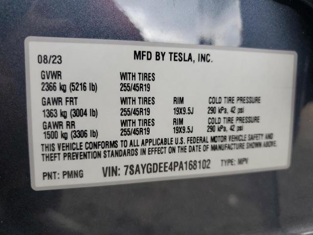 7SAYGDEE4PA168102 - 2023 TESLA MODEL Y Gris photo 13