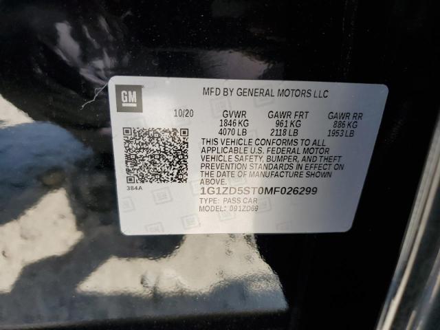 1G1ZD5ST0MF026299 - 2021 CHEVROLET MALIBU LT BLACK photo 12