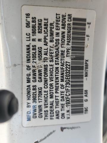 19XFC1F73GE032227 - 2016 HONDA CIVIC EXL 白色 照片 13