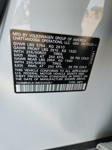 1V2MR2CA1MC532061 - 2021 VOLKSWAGEN ATLAS SE 白色 照片 13