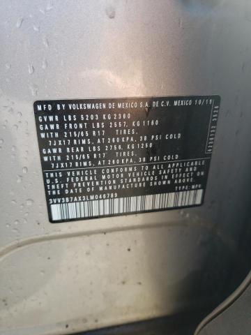 3VV3B7AX3LM046789 - 2020 VOLKSWAGEN TIGUAN SE SILVER photo 13