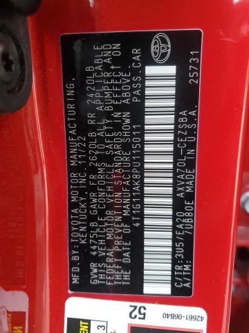 4T1G11AK8PU115011 - 2023 TOYOTA CAMRY SE NIGHT SHADE RED photo 12