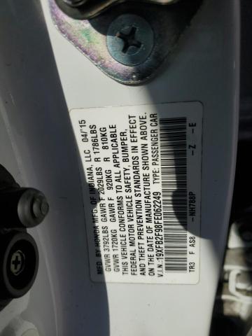 19XFB2F98FE062249 - 2015 HONDA CIVIC EXL WHITE photo 12