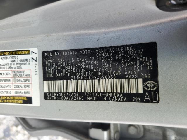 2T1KR32E98C698053 - 2008 TOYOTA COROLLA MATRIX XR SILVER photo 12