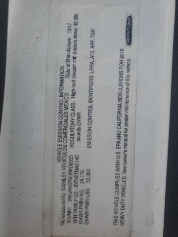 3AKJHHDRXJSKC6933 - 2018 FREIGHTLINER CASCADIA 1 Білий фото 10