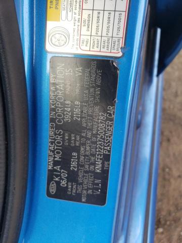 KNAFE122375008782 - 2007 KIA SPECTRA EX BLUE photo 12