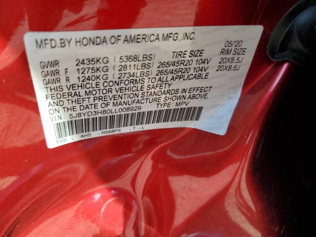 5J8YD3H80LL008929 - 2020 ACURA MDX ADVANCE RED photo 13