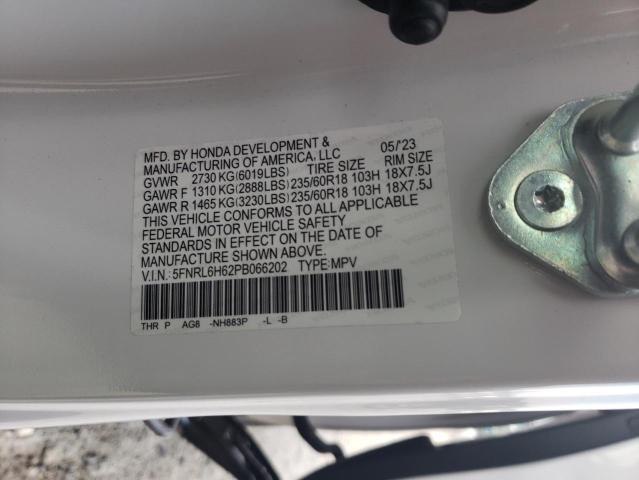 5FNRL6H62PB066202 - 2023 HONDA ODYSSEY EXL 白色 照片 13