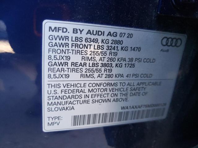 WA1AXAF75MD000126 - 2021 AUDI Q7 PREMIUM 蓝色 照片 14