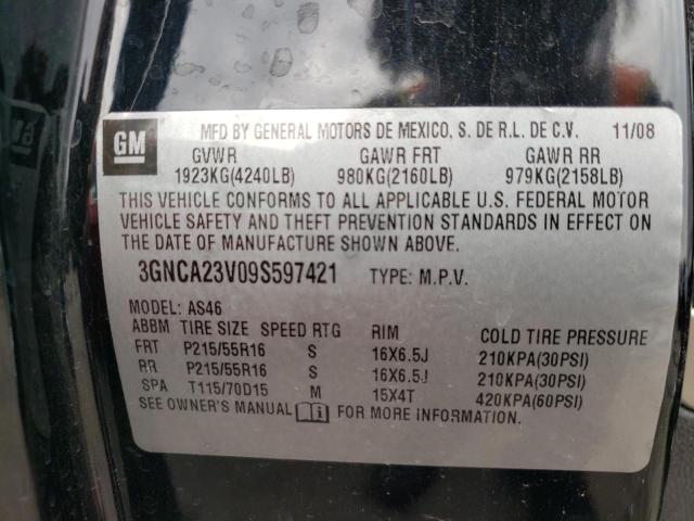 3GNCA23V09S597421 - 2009 CHEVROLET HHR LT BLACK photo 12