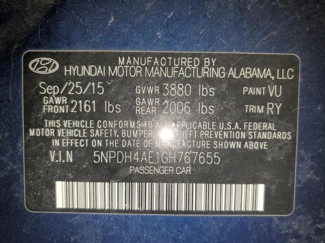 5NPDH4AE1GH767655 - 2016 HYUNDAI ELANTRA SE BLUE photo 13