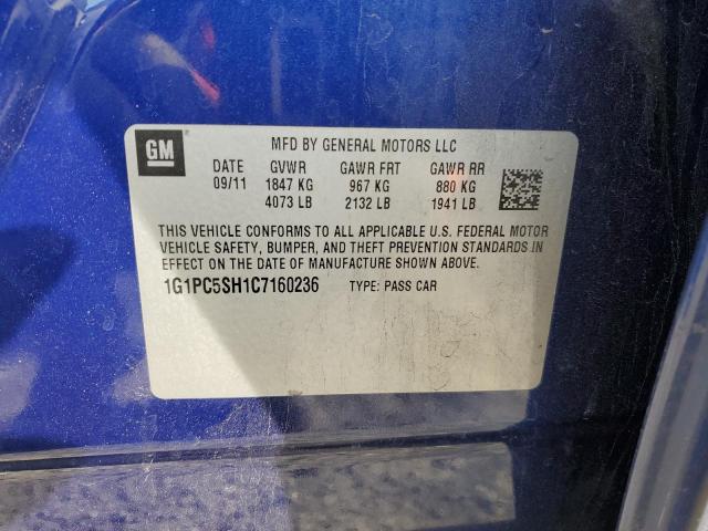 1G1PC5SH1C7160236 - 2012 CHEVROLET CRUZE LS BLUE photo 13