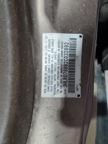 JHLRD78882C032892 - 2002 HONDA CR-V EX BROWN photo 13