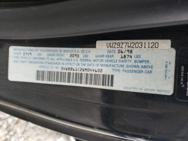 3VWBB61C2WM044602 - 1998 VOLKSWAGEN NEW BEETLE BLACK photo 12