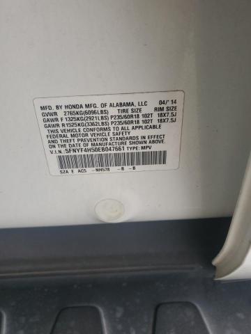 5FNYF4H50EB047661 - 2014 HONDA PILOT EXL WHITE photo 13