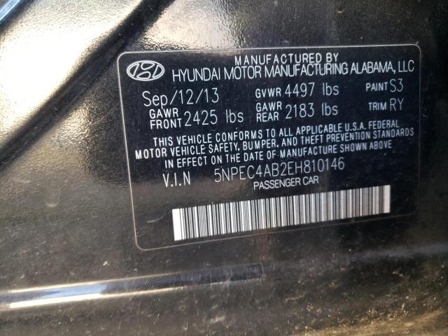 5NPEC4AB2EH810146 - 2014 HYUNDAI SONATA SE BLACK photo 12