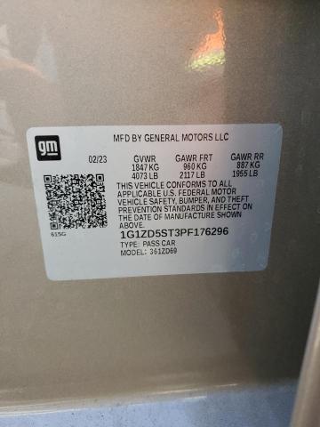 1G1ZD5ST3PF176296 - 2023 CHEVROLET MALIBU LT TAN photo 12