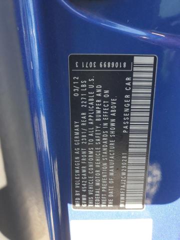 WVWRF7AJ2CW290281 - 2012 VOLKSWAGEN GOLF R Niebieski zdjęcie 12