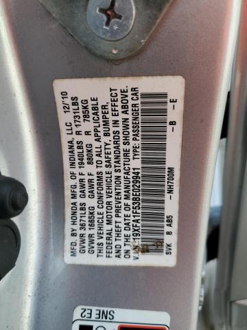 19XFA1F53BE029941 - 2011 HONDA CIVIC LX SILVER photo 12