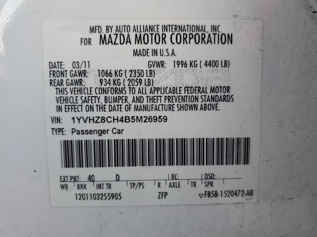 1YVHZ8CH4B5M26959 - 2011 MAZDA 6 I WHITE photo 13