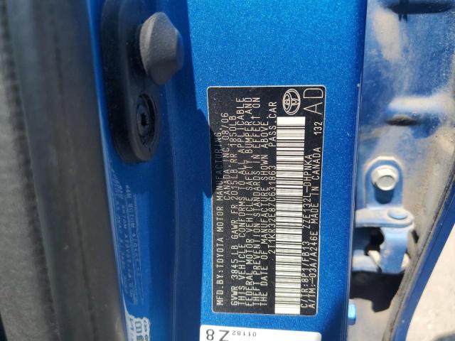 2T1KR32E87C631863 - 2007 TOYOTA COROLLA MA XR BLUE photo 13