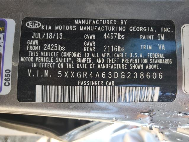 5XXGR4A63DG238606 - 2013 KIA OPTIMA SX Сұр фото 12