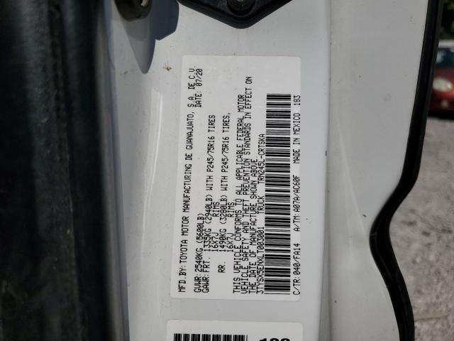 3TYSX5ENXLT003001 - 2020 TOYOTA TACOMA ACCESS CAB 白色 照片 12