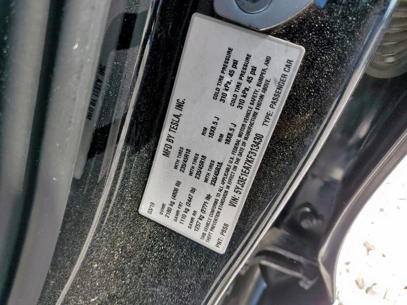 5YJ3E1EA7KF313430 - 2019 TESLA MODEL 3 黑色 照片 13