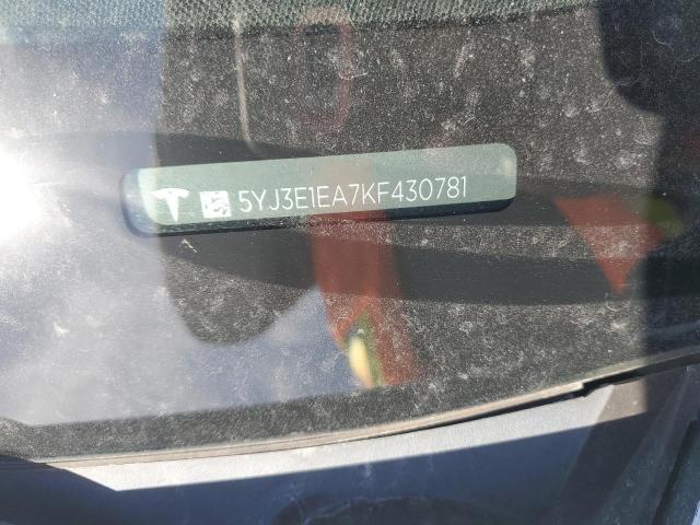 5YJ3E1EA7KF430781 - 2019 TESLA MODEL 3 Ağ foto 13