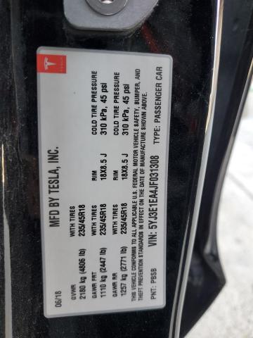 5YJ3E1EA4JF031308 - 2018 TESLA MODEL 3 შავი ფოტო 13