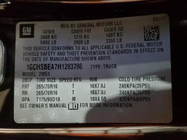 1GCHSBEA7H1283786 - 2017 CHEVROLET COLORADO BLACK photo 12