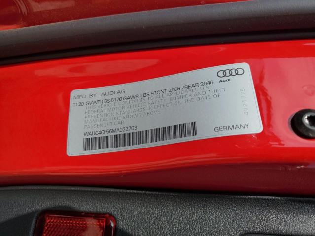 WAUC4CF56MA022703 - 2021 AUDI S5 PREMIUM PLUS წითელი ფოტო 12
