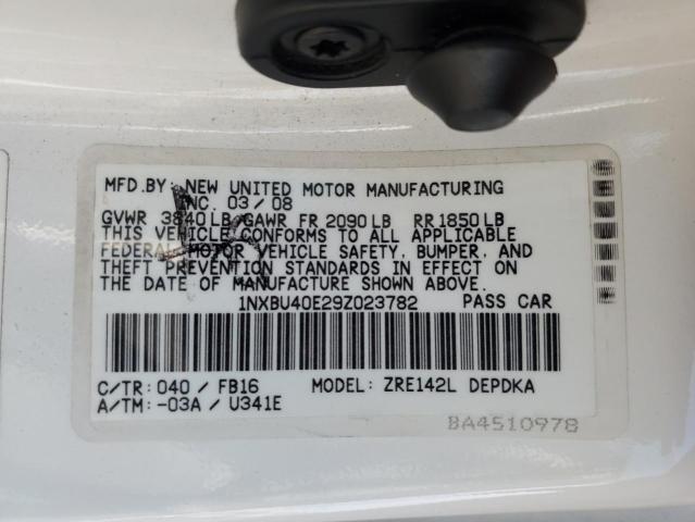 1NXBU40E29Z023782 - 2009 TOYOTA COROLLA BASE WHITE photo 13