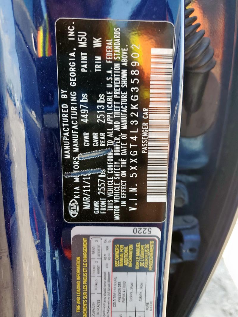 5XXGT4L32KG358902 - 2019 KIA OPTIMA LX Blau Foto 12