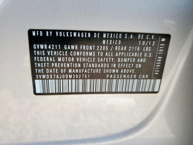 3VWDX7AJ0DM392751 - 2013 VOLKSWAGEN JETTA SE SILVER photo 12