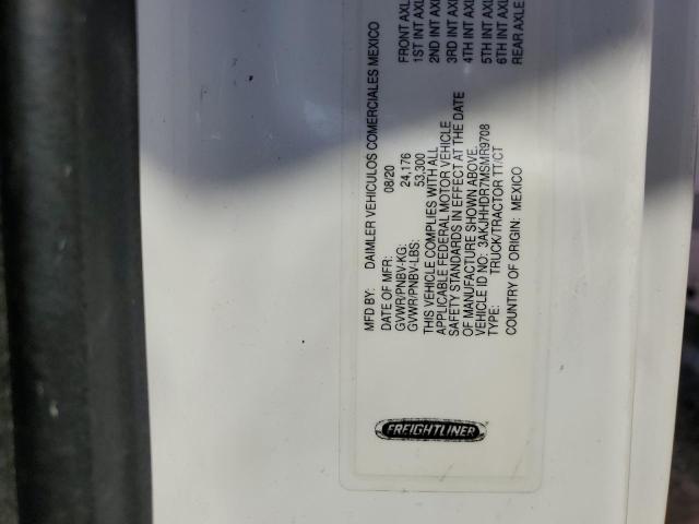 3AKJHHDR7MSMR9708 - 2021 FREIGHTLINER CASCADIA 1 თეთრი ფოტო 10