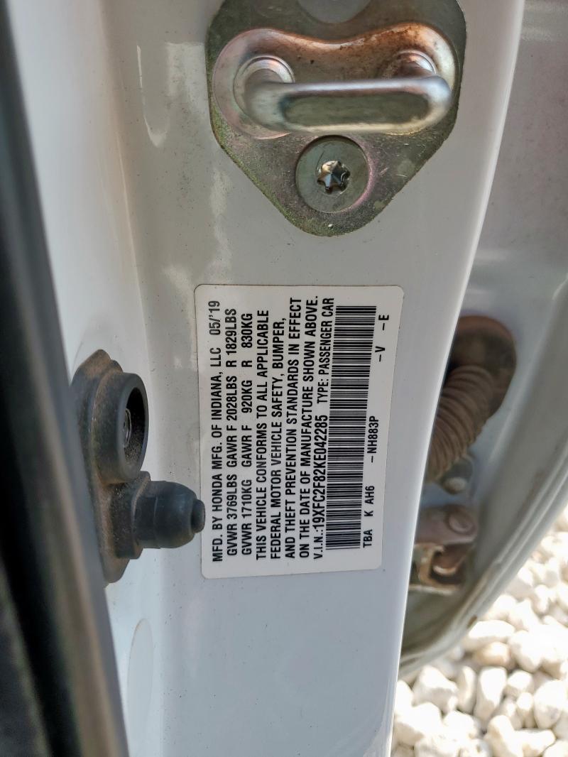 19XFC2F82KE042285 - 2019 HONDA CIVIC SPORT Ağ foto 12