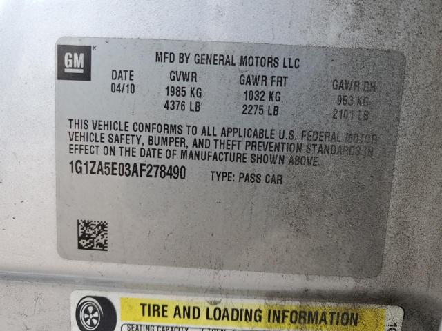 1G1ZA5E03AF278490 - 2010 CHEVROLET MALIBU LS SILVER photo 13