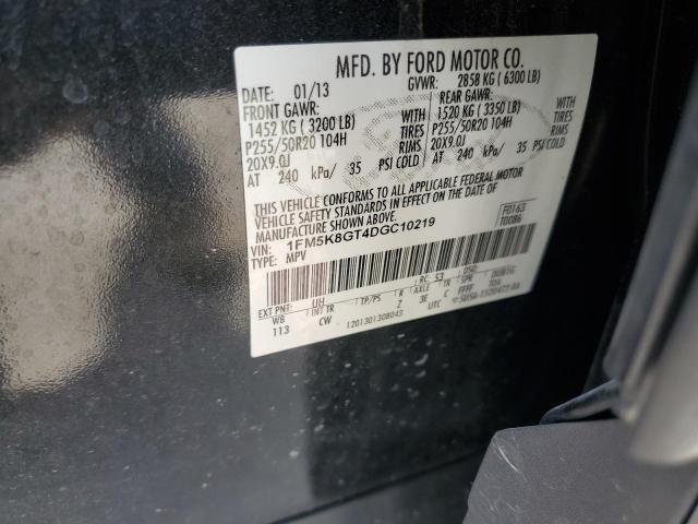 1FM5K8GT4DGC10219 - 2013 FORD EXPLORER SPORT 黑色 照片 13