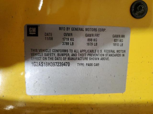 1G2AS18H397239470 - 2009 PONTIAC G5 Jaune photo 13
