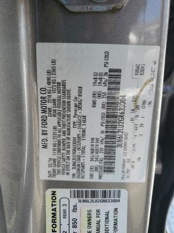 3LN6L2LU2GR633004 - 2016 LINCOLN MKZ HYBRID ნაცრისფერი ფოტო 12